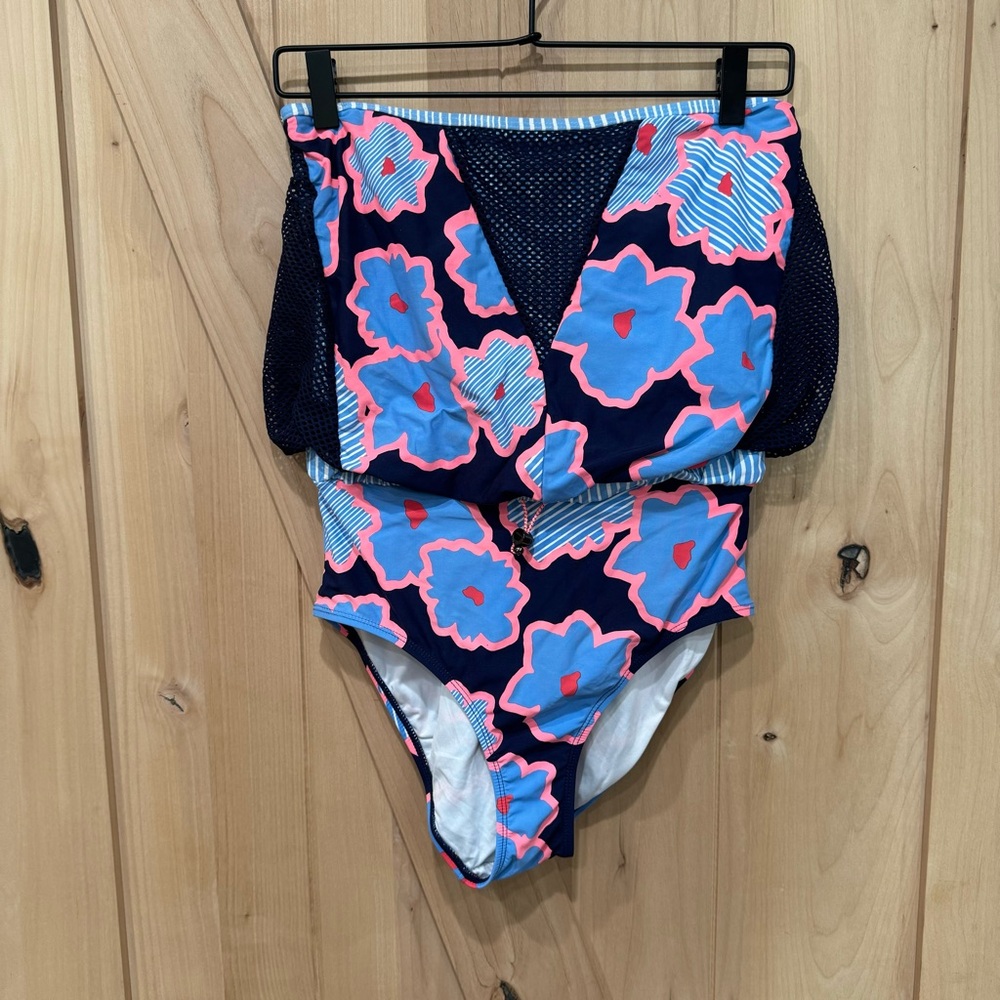 Anne Cole Women Floral Mesh Strapless 1 Piece Swimsuit Multi Size 10 - Picture 8 of 16